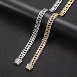 17Mm Ladder Square <b>Cuban</b> <b>Chain</b> Spring Buckle Heavy Industry Men's Necklace, Hip Hop Bracelet Accessories Tanjing Fashion - Product Image 1