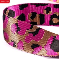 Cinta de Nailon Jacquard de 5 cm, Cinta con Estampado de Leopardo de 2 Pulgadas para Mascotas, Correa de Nailon de Alta Resistencia para Collares de Perros