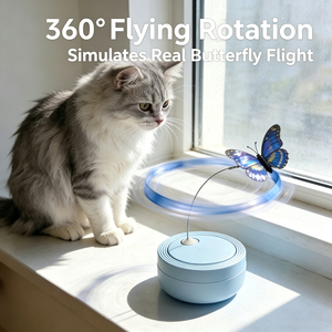 Electronic Butterfly <b>Cat</b> Teaser Wand - <b>Automatic</b> Self-Entertaining Kitten Energy Burn <b>Toy</b> - Product Image 6