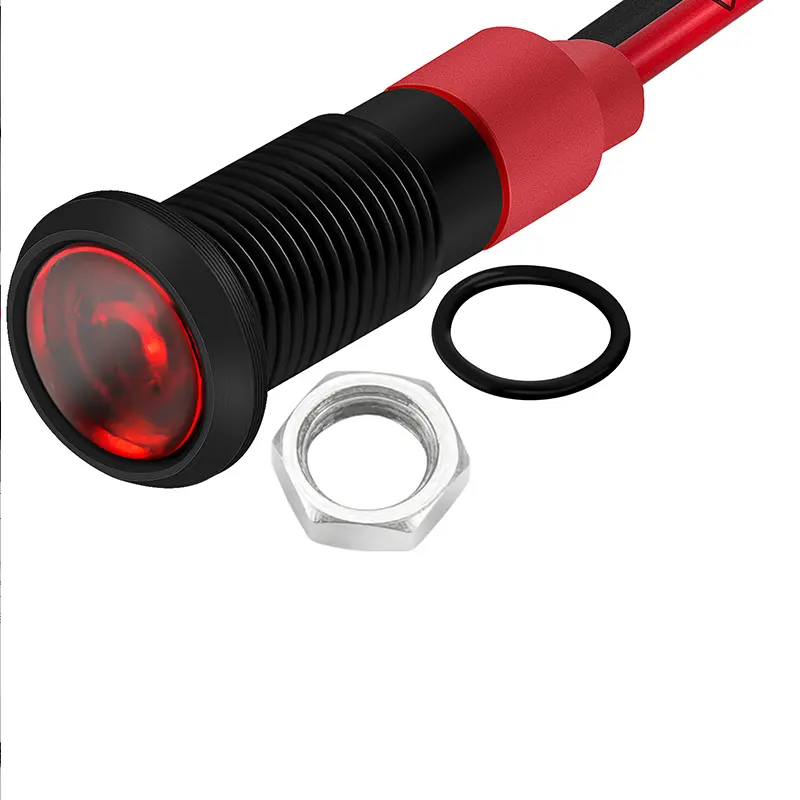 12V lâmpada indicadora LED vermelho IP67 luzes indicadoras de equipamentos impermeáveis Metal 6MM luz indicadora com fio para carro