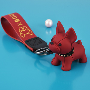 <span class=keywords><strong>Porte</strong></span>-<span class=keywords><strong>clés</strong></span> de voiture en cuir PU pour hommes et femmes, classique, Punk, bouledogue - Product Image 3