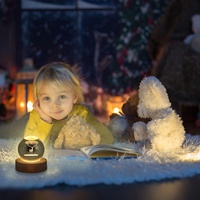 Veilleuse Boule de Cristal Art 3D Lumineuse, Décoration de Veilleuse LED Système Solaire pour Bureau et Maison