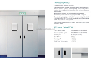 Portes coulissantes à double battant en acier à ouverture latérale, alimentées électriquement, utilisées dans les zones propres des hôpitaux, des usines et des laboratoires. - Product Image 2