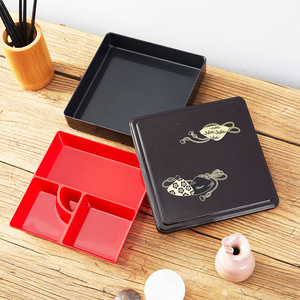 Japanese Bento <b>Box</b> Rectangle Plastic Lid Multiple Styles <b>Lunch</b> <b>Box</b> 21.2x21.2x5.6cm - Product Image 4