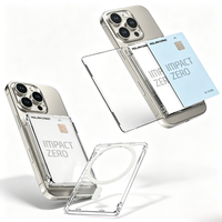 Porte-cartes magnétique transparent pour téléphone avec rabat, portefeuille fin, support compatible avec l'étui MagSafe pour iPhone, 2 emplacements pour cartes