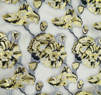 Tissu Jacquard avec Clip à fleurs métallique, vintage, 3D, Floral, personnalisé, pour vêtement, en Stock, disponible