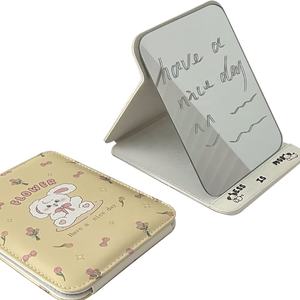 Maquillaje espejo de tocador portátil lindo cachorro Pu cuero <span class=keywords><strong>plegable</strong></span> Ins viento dibujos animados escritorio HD venta al por mayor soporte personalizado - Product Image 5