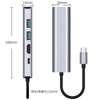 Base de Conexión USB Portátil de 5 Puertos con USB 3.0 + USB 2.0 + HDTV + RJ45 + PD y Adaptador Hub 5 en 1 Tipo-C, Hub USB 3.0 para Laptop