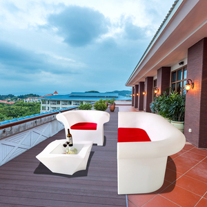 Set Divano <span class=keywords><strong>da</strong></span> <span class=keywords><strong>Giardino</strong></span> Illuminato a LED, <span class=keywords><strong>Poltrona</strong></span> Moderna Impermeabile, Divano in Plastica Resistente ai Raggi UV per Spiaggia - Product Image 6