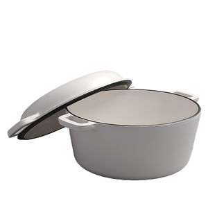 Cocotte en fonte <span class=keywords><strong>émaillé</strong></span>e blanche ronde multifonctionnelle 2 en 1 de <span class=keywords><strong>26</strong></span> <span class=keywords><strong>cm</strong></span> de diamètre avec couvercle poêle pour la fabrication du pain - Product Image 1