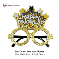 2027 Silvester-Party Fotobox-Brillen, Glitzernde Frohes Neues Jahr Neuheiten-Brillen, Uhr-Kronen-Champagner-Bier-Gnom-Topper