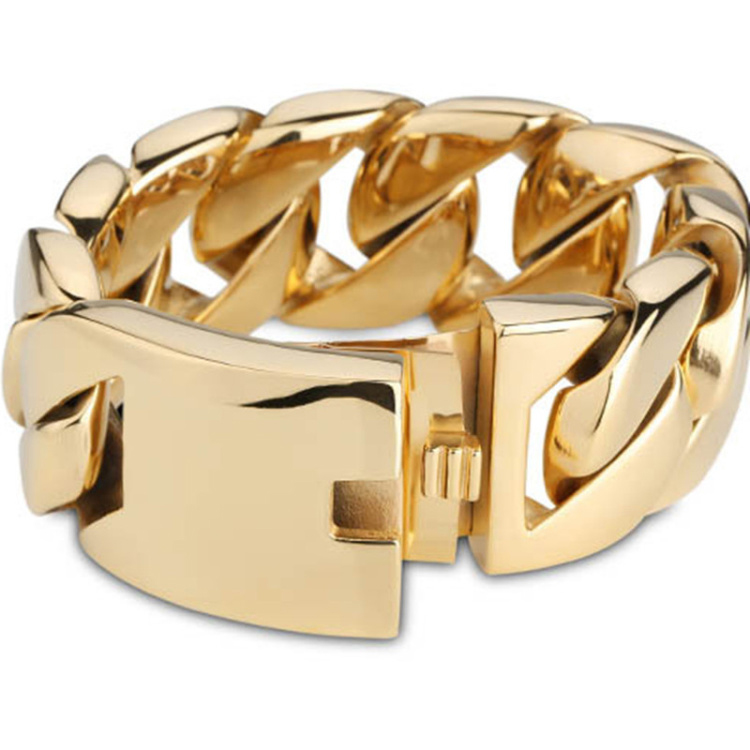 32ミリメートル316L Stainless Steel Men Heavy Cuban Link Chain MenのCuff Gold Bracelets For Men Designs