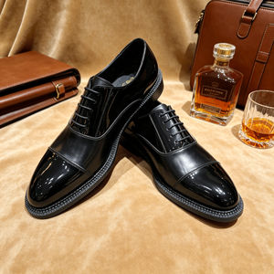 <span class=keywords><strong>Scarpe</strong></span> Classiche da <span class=keywords><strong>Smoking</strong></span> <span class=keywords><strong>per</strong></span> Uomo, Oxford in Pelle Nera Lucida, Calzature Formali da Cerimonia <span class=keywords><strong>per</strong></span> Gentiluomini, Nuove - Product Image 2
