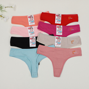 Ropa interior Sexy de tiro bajo para mujer, <span class=keywords><strong>Tanga</strong></span> de algodón sin costuras, bordado elástico, logotipo, <span class=keywords><strong>Tanga</strong></span> de pierna alta, bragas con espalda <span class=keywords><strong>en</strong></span> <span class=keywords><strong>T</strong></span> - Product Image 1