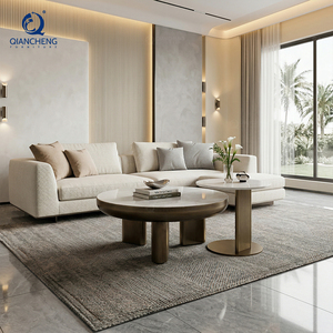 New Designed Rock Plate Ceramic Top Luxury <strong>Round</strong> <strong>Nesting</strong> <strong>Coffee</strong> <strong>Table</strong> Set With Metal Frame End <strong>Table</strong> for Living Room Furniture - Product Image 2
