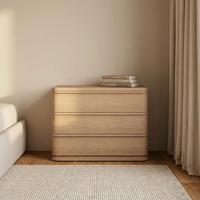 Nakas Kayu Solid Modern Ferly, Meja Samping Tempat Tidur Kokoh dengan Laci, Kabinet Penyimpanan Kamar Tidur, Set Rumah Kontemporer