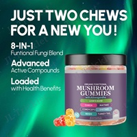 Complément alimentaire en gommes à l'extrait de champignons super-complexes 10 en 1, vegan, biologique, marque privée OEM, 2500 mg, Lion's Mane, Reishi et Chaga