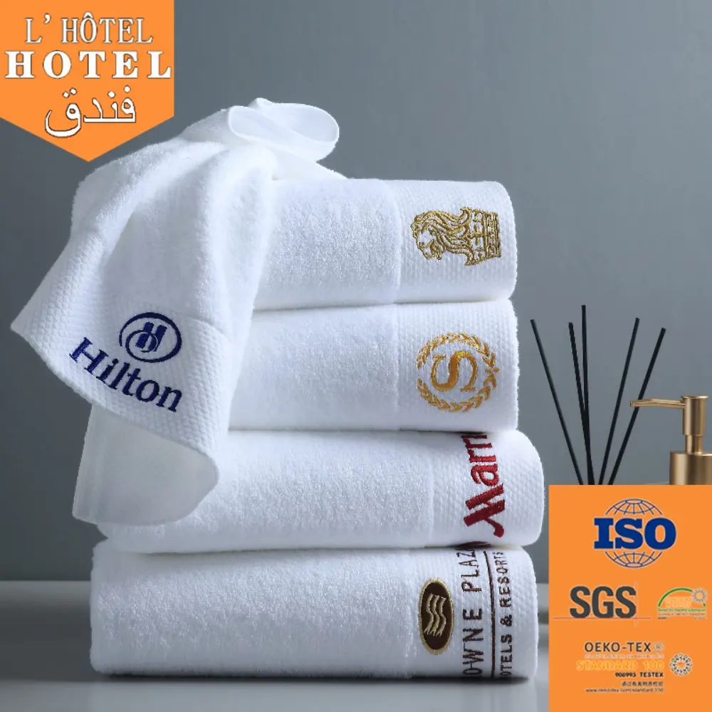 Hotelier गर्म बिक्री लक्जरी हिल्टन स्नान तौलिया कार्बनिक प्रीमियम कपास अधिकतम कोमलता होम टेक्सटाइल होटल तौलिए सफेद