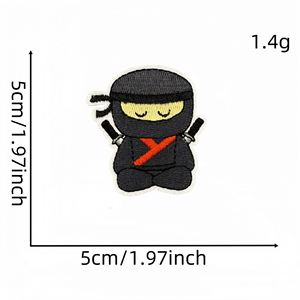 แพทช์ปักลายคอมพิวเตอร์รูปซามูไรตลกๆ สีดำ แบบรีดติด - Product Image 2