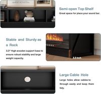 Meuble TV moderne noir Kalsubo 65 pouces avec foyer électrique en verre 60 pouces et rangement ouvert – Centre de divertissement