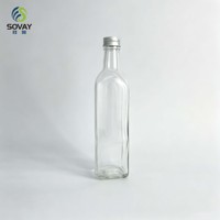 Bouteille en verre carrée haute à fond épais de 500 ml pour huile d'olive, avec ouverture à vis pour vinaigre, huile aromatisée, compatible marque privée
