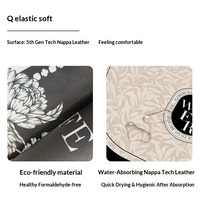 Tapis de cuisine en cuir absorbant l'eau, résistant à l'huile, sans lavage, antidérapant, motif de plantes et de fleurs sans couture