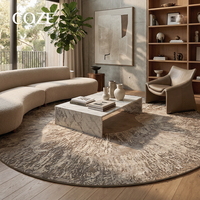 Nouveau style de tapis de chevet en laine personnalisé, design rond de luxe léger pour chambre à coucher et salon