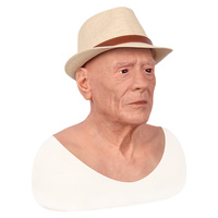 Masque en silicone réaliste pour cosplay masculin, tête de vieil homme, rides, barbe, jeu de rôle, masque d'Halloween, masque de fête