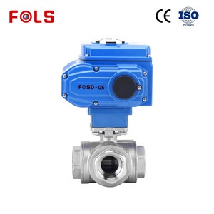 Válvula de Bola Actuada de Acero Inoxidable 304, DN40 1-1/2 Pulgadas, 3 Vías, Puerto en L, PN16, 24 VDC, Rosca Hembra - Product Image 1