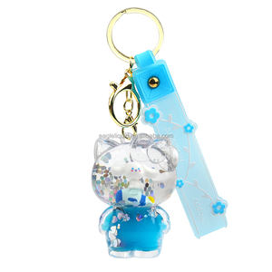アクリルファッション ハローキティ 猫 浮遊液体バブル液体キーホルダー ファッションアニメ漫画キーリング - Product Image 1