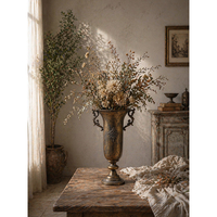 Vase Urne Classique en Métal avec Poignée, Objets Décoratifs Vintage Européens, Décorations Florales
