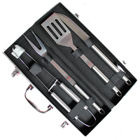 Ensemble d'outils de barbecue en acier inoxydable avec étui de rangement en aluminium, spatule, fourchette et pince pour grillades
