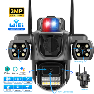 Cámara de Seguridad WiFi <span class=keywords><strong>para</strong></span> el Hogar, OEM, 3MP, Altavoz, <span class=keywords><strong>ICSee</strong></span>, 3 Lentes, Exterior, Impermeable, Inalámbrica, Red WiFi, IP, PTZ, CCTV - Product Image 1