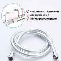 Tuyau de douche lisse argenté haute pression en PVC pour tuyaux de plomberie flexibles à tête de bain