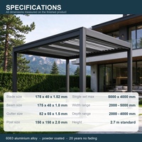 Pergola intelligente en aluminium à lames orientables, motorisée, avec télécommande, pour jardin, gazebo, auvent de terrasse toutes saisons, résistant au vent et à l'eau