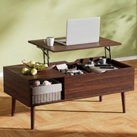 Table basse en bois massif avec compartiment de rangement dissimulé, bureau réglable pour salon, table à thé pour ordinateur portable, pour usage domestique quotidien