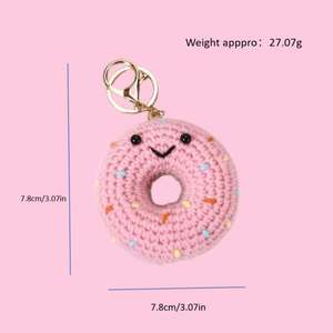 Llavero de peluche Amigurumi Donut, regalo adorable para fans y amantes de las mochilas modernas, llavero lindo con diseño de comida, muñeco tejido. - Product Image 6