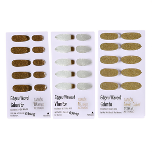 Autocollant pour ongles semi-durci Edgeu Wave Gold, magnétique, effet volume, décalcomanie pour nail art en gel pour femmes - Product Image 3