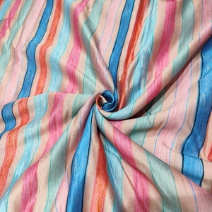 Tela Ligera de Seda Chanderi con Estampado de Rayas de Diseño, Multicolor, Suave, Transpirable, de Secado Rápido, para Textiles del Hogar, Dupatta, Vestido - Product Image 2