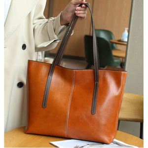 Bolsos de mano de cuero genuino para mujer, de gran capacidad, estilo casual, de diseñador, con dos correas, bandolera, con cremallera, suaves, de China, ¡los más vendidos! - Product Image 1