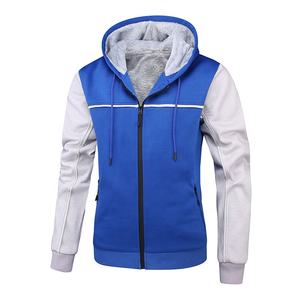 เสื้อฮู้ดผู้ชายแขนยาวเข้ารูปสีทึบเสื้อมีซิปรูดแบบกำหนดเอง - Product Image 2