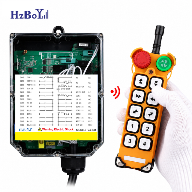 HzBoY F24-10D Industrial Wireless Remote Control 10 Dual-Speed Buttons for Crane Hoist IP65  Industrial Wireless Remote Control