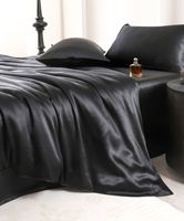 Nouvel ensemble de draps ajustés en soie imprimée biologique rouge avec tissu 100 % soie résistant à l'eau toutes saisons