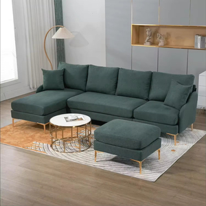 Juego de Sofás Modulares Seccionales Sans Convertible para Sala de Estar, Uso en Apartamentos y Hoteles, Tela Verde - Product Image 4
