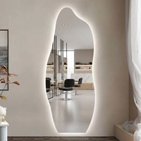 Miroir mural LED irrégulier en acier inoxydable durable, en forme de nuage, pleine longueur, pour salons de coiffure professionnels