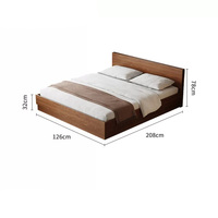 Ensemble de meubles de chambre à coucher modernes, lit en bois avec rangement, style nordique, lit en bois multifonctionnel tatami, lit king size