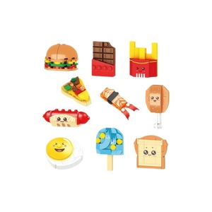 Mini Caja de Bloques de Construcción de Plástico de 40 Piezas, Juguete Educativo, Regalo, Diseño de Restaurante de Comida Rápida con Hamburguesas y Frutas - Product Image 5