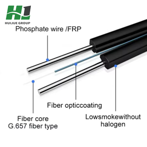 Câble de branchement FTTH autoportant HJ <span class=keywords><strong>2</strong></span> fibres, avec fil d'acier, multimode/monomode, protection IP67, certifié CE pour installation aérienne - Product Image 5