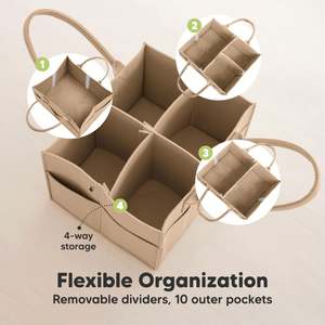 Organizador de Pañales para Bebé, Cesta de Almacenamiento de Fieltro Plegable para Guardería con Asa - Product Image 3