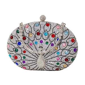 กระเป๋าคลัทช์คริสตัลงานแต่งงาน งานพรอม กระเป๋าถือทรงถังโลหะประดับเพชร กระเป๋าถือทรงตะกร้าผู้หญิงเก๋ไก๋ กระเป๋าโลหะผสมประดับมุก - Product Image 5